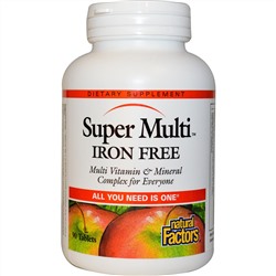 Natural Factors, Супермультивитамин, без железа, 90 таблеток