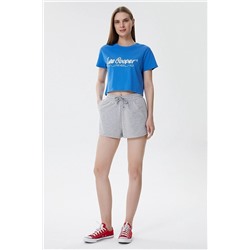 Lee Cooper Britney Kadın Bisiklet Yaka T-shirt Mavi 222 LCF 242006