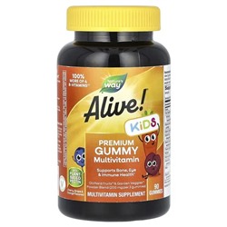 Nature's Way, Alive! Kids, Premium Gummy Multivitamin, Cherry, Grape & Orange, 90 Gummies