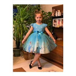 Lupita Kız Çocuk Mavi Karlar Kraliçesi Elsa Elbisesi 777897