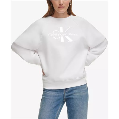 CALVIN KLEIN JEANS Women's Foil-Sliced Monogram Logo Sweatshirt
