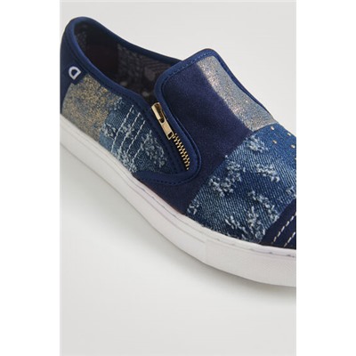 Zapatillas slip on denim cremallera