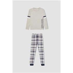 Defacto Erkek Çocuk Baskılı Uzun Kollu Penye Pijama Takımı B3966A823WN