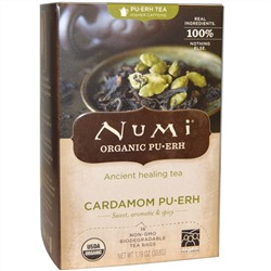 Numi Tea, Органические чай Пуэр с кардамоном, 16 пакетиков, 1,19 унции (33,6 г)