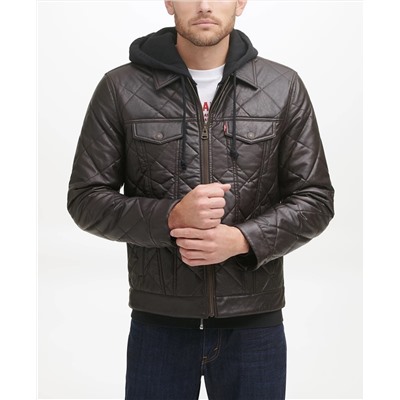 Levi's Men's Faux Leather Quilted Trucker Jacket