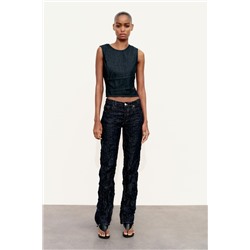 TRF CREASED-EFFECT MID-RISE JEANS