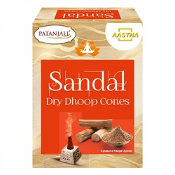 PATANJALI Aastha Sandal Dry Dhoop Cones  Благовоние конусы сухие Сандал 20г