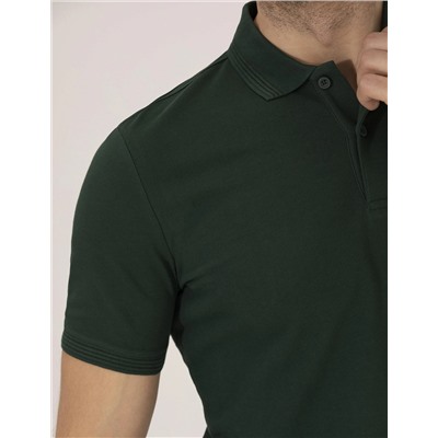 Koyu Yeşil Slim Fit Polo Yaka Basic Tişört