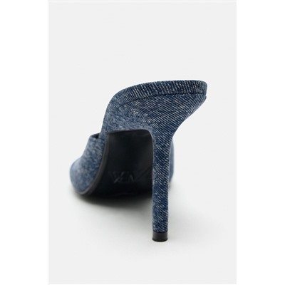 DENIM SANDALS WITH POINTED TOE