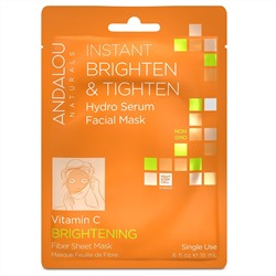 Andalou Naturals, Мгновенное осветление и утягивание, увлажняющая маска-сыворотка для лица, осветляющая, 1 одноразовая тканевая маска, 0,6 жидких унций (18 мл)