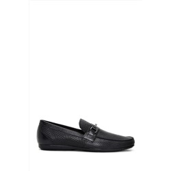 Derimod, Erkek Siyah Baskılı Deri Casual Loafer 24sfd600426