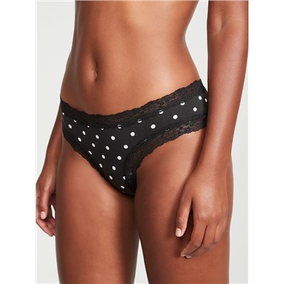 THE LACIE Lace-Waist Cotton Cheeky Panty