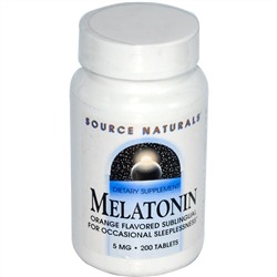 Source Naturals, Мелатонин, с ароматом апельсина, 5 мг, 200 таблеток