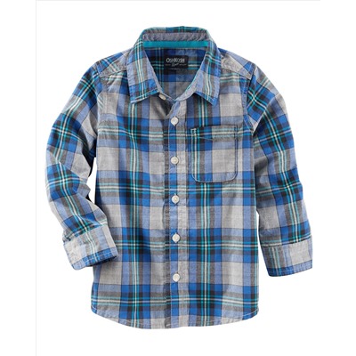 Plaid Button-Front Shirt