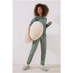 Pijama largo 100% algodón estampado verde