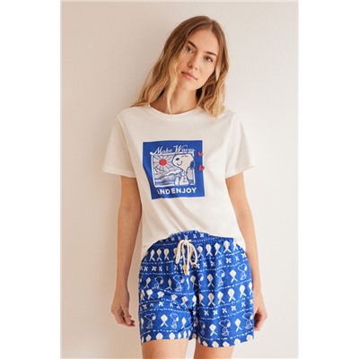 Shorts viscosa allover Snoopy