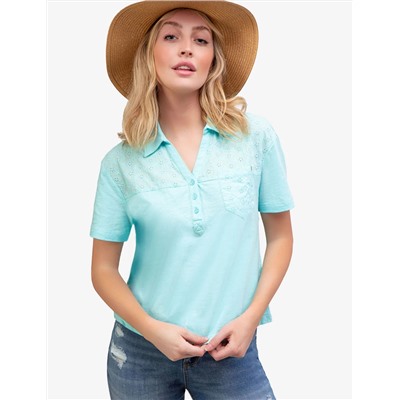 SHORT SLEEVE EYELET POLO SHIRT WITH POCKET