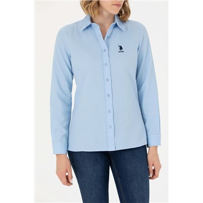Kadın Mavi Uzun Kollu Basic Gömlek