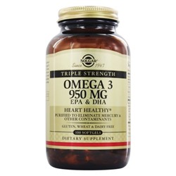 Solgar - Triple Strength Omega 3 EPA & DHA 950 mg. - 100 Softgels