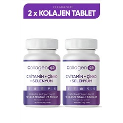 Collagen Life 2'li Fırsat; 5 Tip Kolajen Tip 1 Tip 2 Tip 3 Tip 5 Tip 10, Selenyum , C Vitamini Ve Çinko 180 Tablet MT1CL-002