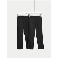 2pk Girls' Slim Leg Plus Waist School Trousers (2-18 Yrs)
