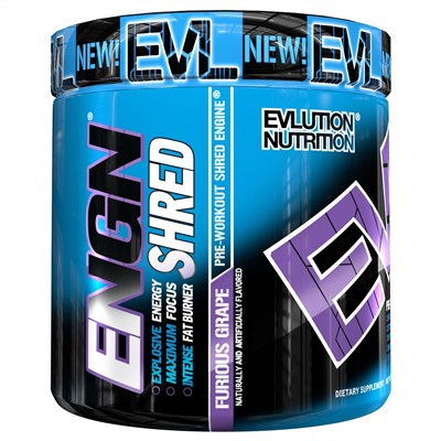 EVLution Nutrition, ENGN Shred, средство активизации перед тренировкой, яростный виноград, 7,8 унц. (222 г)