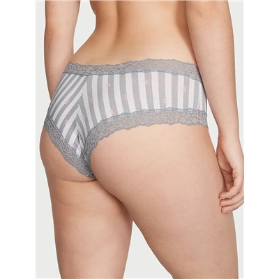 THE LACIE Lace-Waist Cotton Cheeky Panty