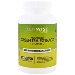 Zenwise Health, Расширенный экстракт зеленого чая плюс витамин C, 120 растительных капсул