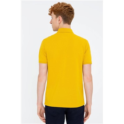 Erkek Koyu Sarı Polo Yaka Basic T-Shirt