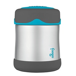 THERMOS FOOGO Vacuum Insulated Stainless Steel 10-Ounce Food Jar, Charcoal/Teal