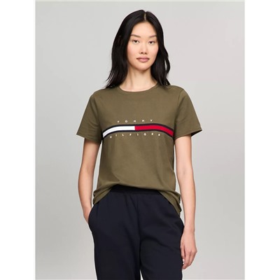 Tommy Hilfiger Embroidered Flag Stripe Logo T-Shirt