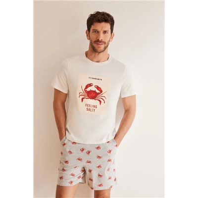Pijama corto hombre 100% algodón cangrejos