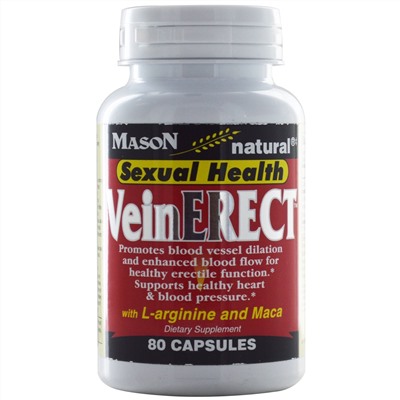 Mason Naturals, Vein Erect с L-аргинином и макой, 80 капсул