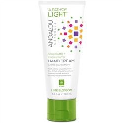 Andalou Naturals, A Path of Light, Shea Butter + Cocoa Butter Hand Cream, Lime Blossom, 3.4 fl oz (100 ml)