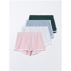 PACK OF 4 PAIRS OF BASIC PLUSH SHORTS WITH PIPING