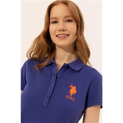 Kadın Mavi Basic Polo Yaka Tişört