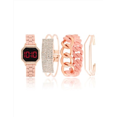 LADIES LED WATCH AND STACKABLE BRACELETS SET