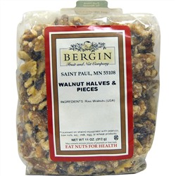 Bergin Fruit and Nut Company, Грецкий орех половинками и кусочками, 11 унций (312 г)
