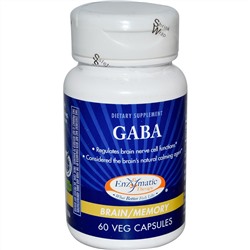 Enzymatic Therapy, GABA, мозг/память, 60 растительных капсул