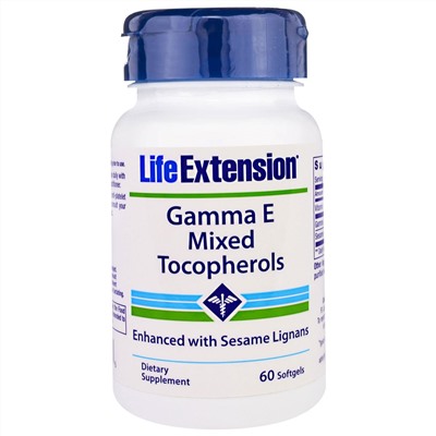 Life Extension, Гамма E Смешанные Токоферолы, 60  Мягких Желатиновых Капсул