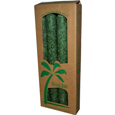 Aloha Bay, Свечи конические из пальмового воска , Без запаха, Зеленые 4 упаковки, 9 дюймов (23 см) каждая