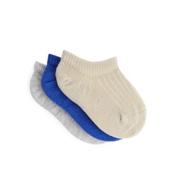 3 Paar Sneaker-Socken für Babys Grau/blau/beige