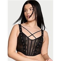 Rose Lace & Grommet Strappy Corset Top