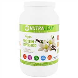 NutraLeaf Nutrition, Веганский протеин + суперпища, натуральная французская ваниль, 1005 г (35,4 унций)