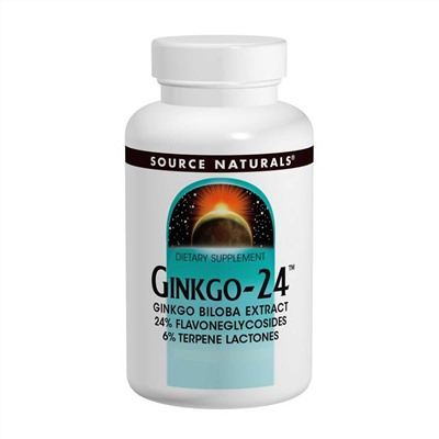 Source Naturals, Гинкго-24, 120 мг, 120 таблеток