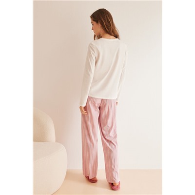 Pijama largo 100% algodón rosa rayas