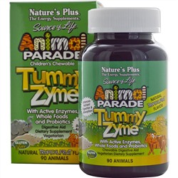 Nature's Plus, Source of Life, Animal Parade, детские жевательные конфеты Tummy Zyme, со вкусом природных тропических фруктов, 90 конфет