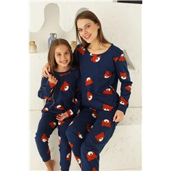 Siyah İnci Pamuklu Likralı Pijama Takım 7584