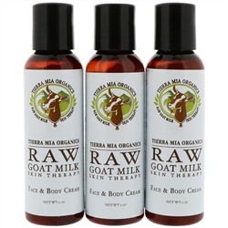 Tierra Mia Organics, Raw Goat Milk Skin Therapy, Face & Body Cream, Lemon Verbena + Coconut + Patchouli, 3 Bottles, 2 oz (56 g) Each
