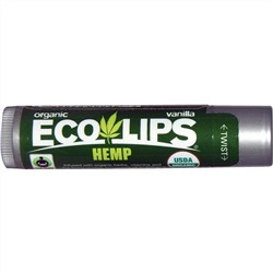 Eco Lips Inc., Органический, Конопляный бальзам для губ, Ванильный, 0.15 унций (4.25 г)